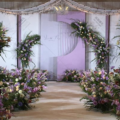 简约梦幻紫粉色主题室内大气现场布置图片_效果图_策划价格-找我婚礼